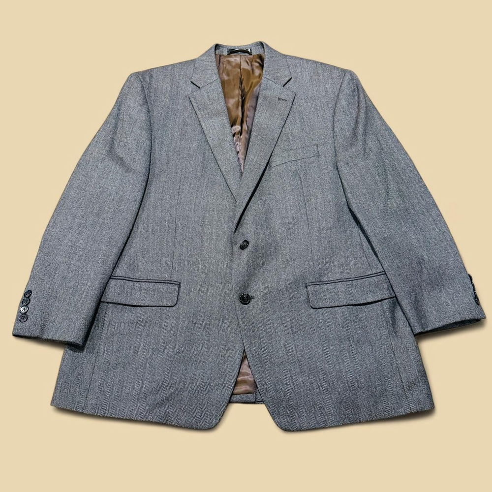 Ralph Lauren Herringbone Gray Wool Sport Coat Blazer Suit Jacket 44R